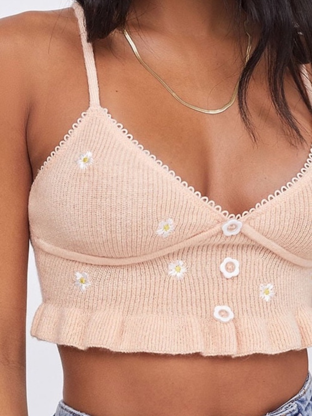 For Love & Lemons Callie Embroidered Buds Cami Size XS